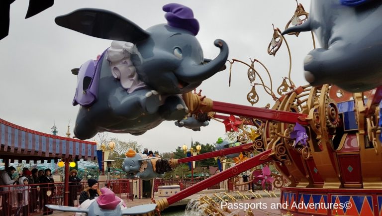 The Dumbo Ride at Disneyland Paris, with its flying elephants, is suitable for babies and toddlers.