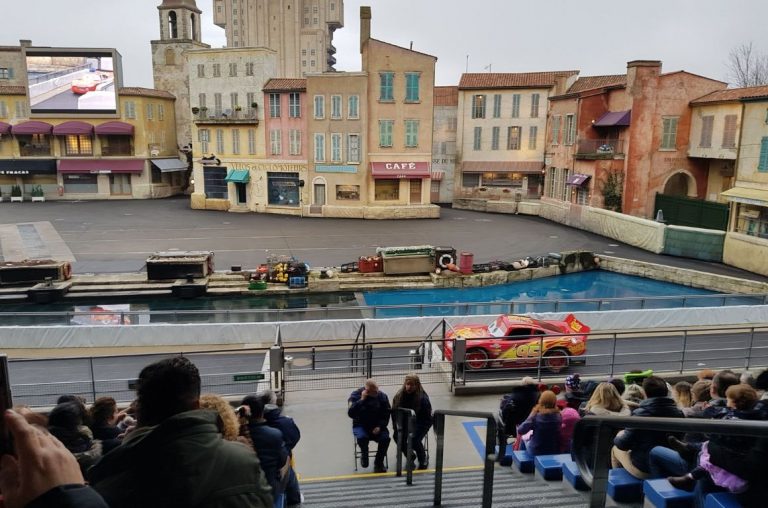 Lightening McQueen making an appearance at the Moteurs Rally show in the Walt Disney Studios at Disneyland Paris