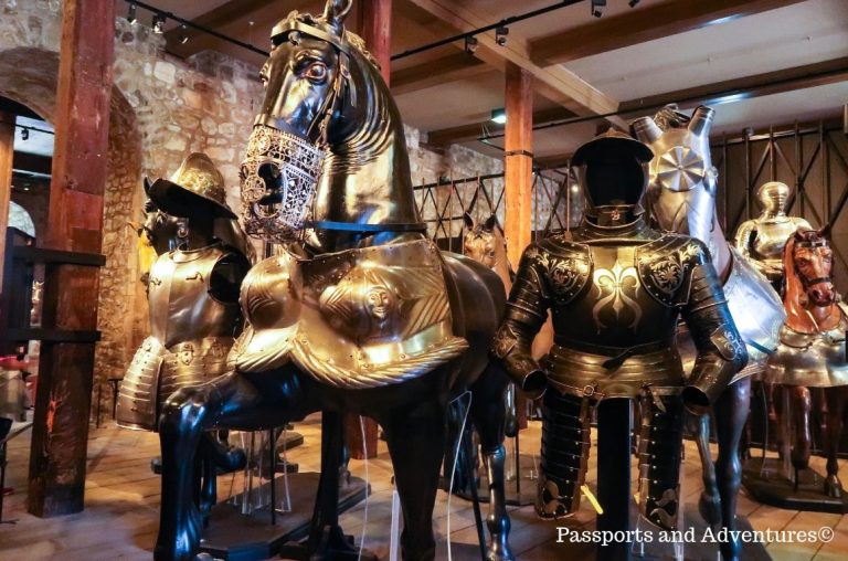 Suits of armour and armour for horses in the White Tower at the Tower of London