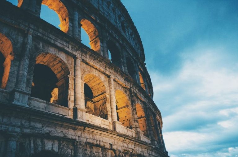 A picture of part of the wall of the Colosseum in Rome