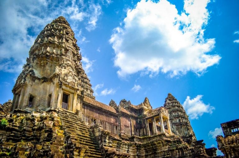 A picture of a temple tower at Angkor Wat in Cambodia