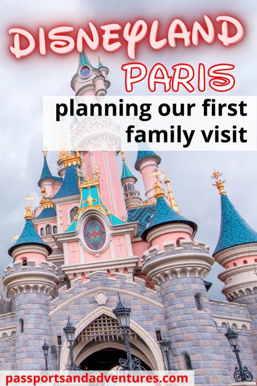 A pin with the castle for planning a first family visit to Disneyland Paris