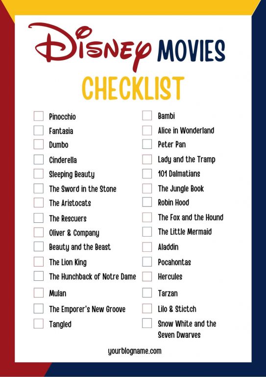 Disney Movies to Watch While You Can't Go to Disney (Disney Movie Checklist)