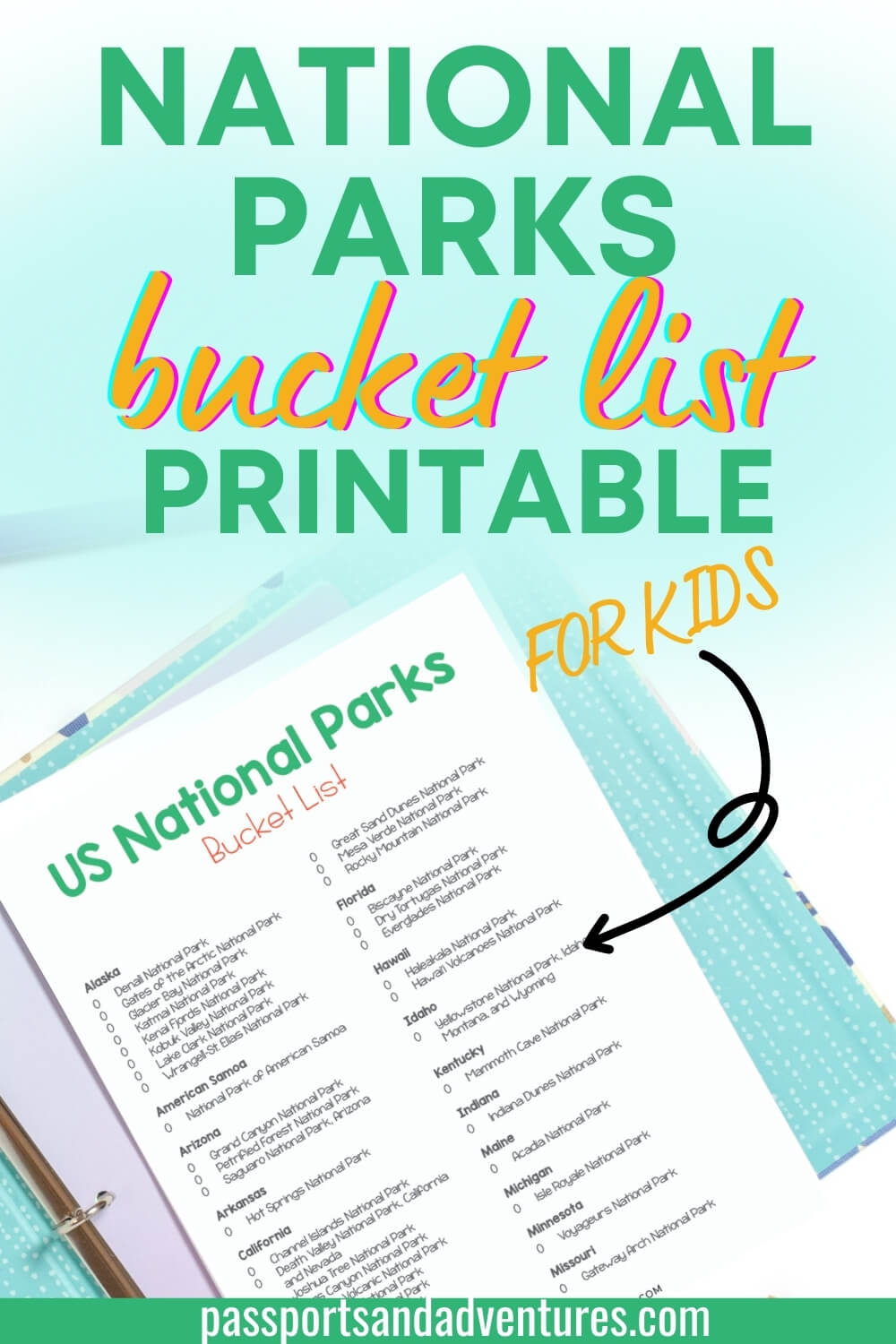 Us National Parks Bucket List Printable For Kids