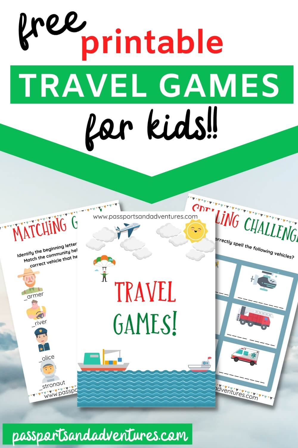 Travel Games for Kids (Free Printable with 6 Pages) - Passports and