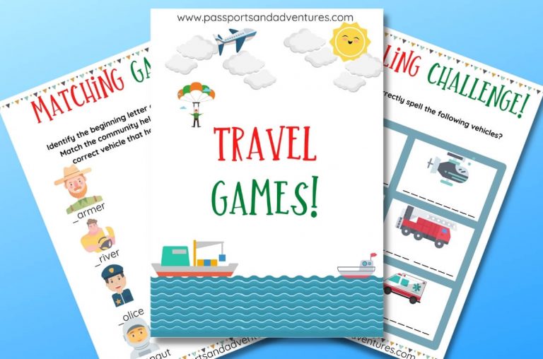 travel games for kids free printable with 6 pages passports and adventures