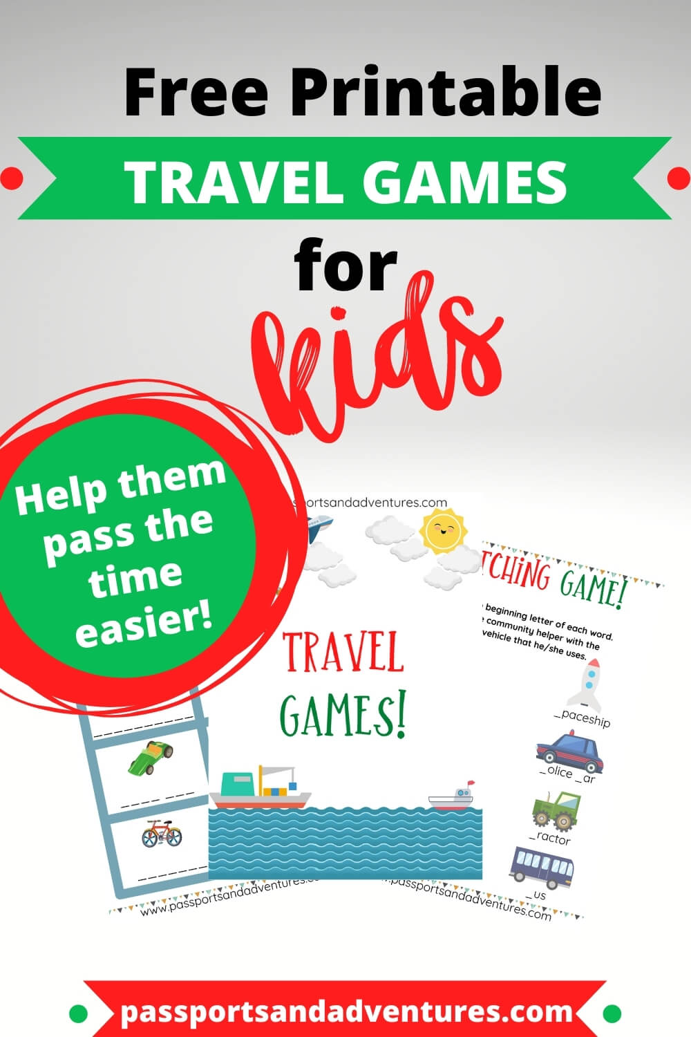 Travel Games for Kids (Free Printable with 6 Pages) - Passports and ...